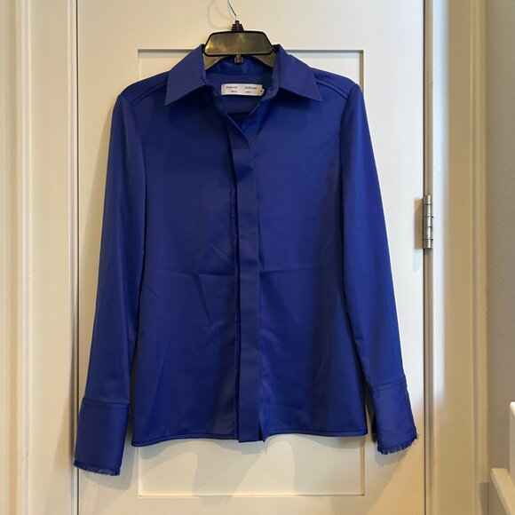 *NWT* Proenza Schouler White Label Blue Fronge Blouse size 2 - Picture 1 of 9